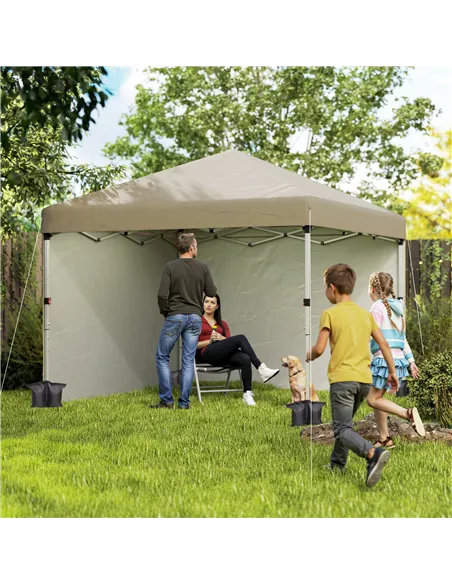 Outsunny 3 x 3 (M) Pop Up Gazebo, UPF 30+ with 2 Sidewalls, Leg Weight Bags and Wheeled Bag, Height Adjustable Party Tent Event 