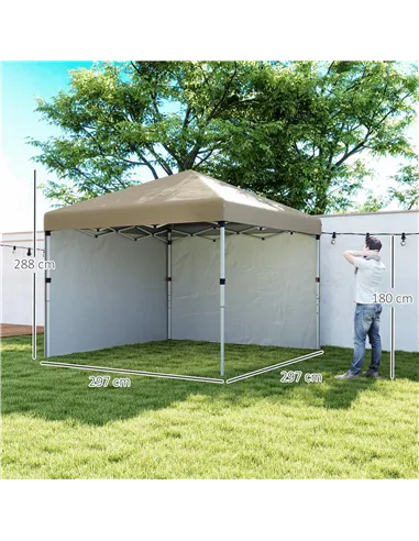 Outsunny 3 x 3 (M) Pop Up Gazebo, UPF 30+ with 2 Sidewalls, Leg Weight Bags and Wheeled Bag, Height Adjustable Party Tent Event 