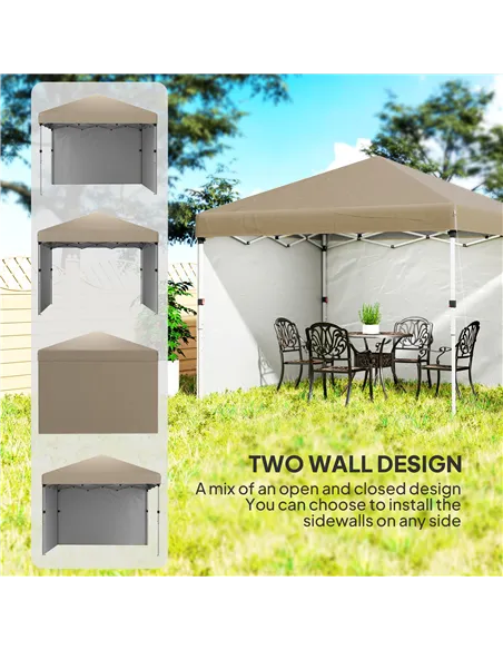 Outsunny 3 x 3 (M) Pop Up Gazebo, UPF 30+ with 2 Sidewalls, Leg Weight Bags and Wheeled Bag, Height Adjustable Party Tent Event 