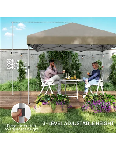 Outsunny 3 x 3 (M) Pop Up Gazebo, UPF 30+ with 2 Sidewalls, Leg Weight Bags and Wheeled Bag, Height Adjustable Party Tent Event 