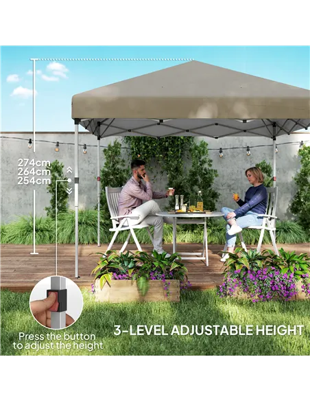 Outsunny 3 x 3 (M) Pop Up Gazebo, UPF 30+ with 2 Sidewalls, Leg Weight Bags and Wheeled Bag, Height Adjustable Party Tent Event 