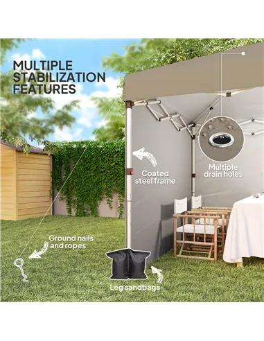 Outsunny 3 x 3 (M) Pop Up Gazebo, UPF 30+ with 2 Sidewalls, Leg Weight Bags and Wheeled Bag, Height Adjustable Party Tent Event 