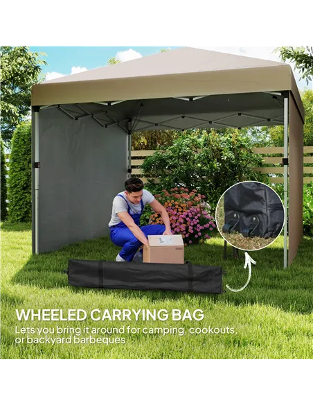 Outsunny 3 x 3 (M) Pop Up Gazebo, UPF 30+ with 2 Sidewalls, Leg Weight Bags and Wheeled Bag, Height Adjustable Party Tent Event 