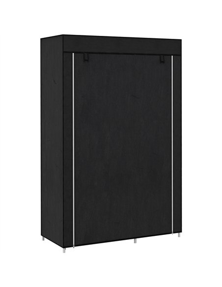 HOMCOM Fabric Wardrobe, Portable Wardrobe with 6 Shelves, 1 Hanging Rail, Foldable Closets, 103 x 43 x 162.5 cm, Black