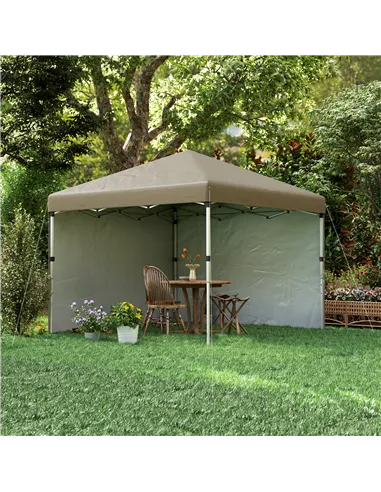 Outsunny 3 x 3 (M) Pop Up Gazebo, UPF 30+ with 2 Sidewalls, Leg Weight Bags and Wheeled Bag, Height Adjustable Party Tent Event 