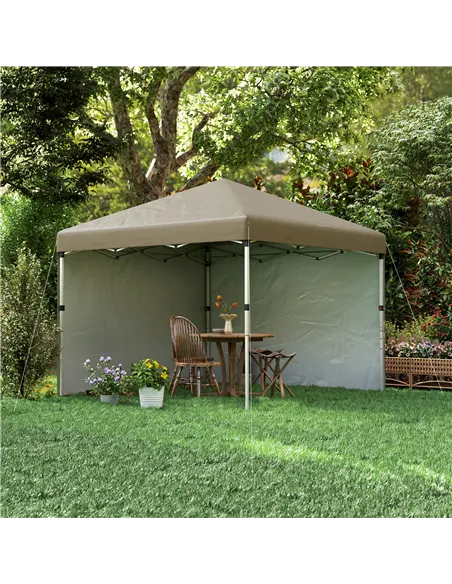 Outsunny 3 x 3 (M) Pop Up Gazebo, UPF 30+ with 2 Sidewalls, Leg Weight Bags and Wheeled Bag, Height Adjustable Party Tent Event 