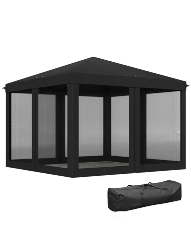 Outsunny 3 x 3 m Pop Up Gazebo, 420D Garden Tent Canopy with Removable Mesh Sidewall Netting, Carry Bag for Garden Patio Outdoor