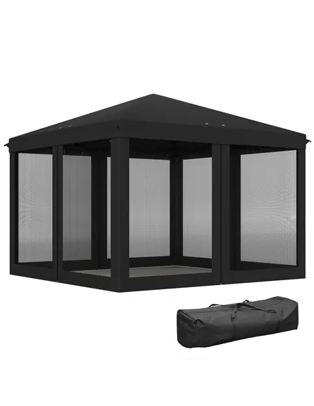 Outsunny 3 x 3 m Pop Up Gazebo, 420D Garden Tent Canopy with Removable Mesh Sidewall Netting, Carry Bag for Garden Patio Outdoor