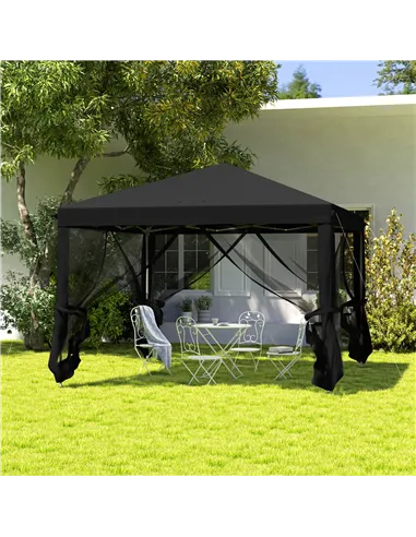 Outsunny 3 x 3 m Pop Up Gazebo, 420D Garden Tent Canopy with Removable Mesh Sidewall Netting, Carry Bag for Garden Patio Outdoor