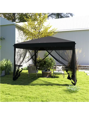Outsunny 3 x 3 m Pop Up Gazebo, 420D Garden Tent Canopy with Removable Mesh Sidewall Netting, Carry Bag for Garden Patio Outdoor