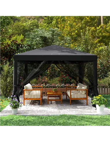 Outsunny 3 x 3 m Pop Up Gazebo, 420D Garden Tent Canopy with Removable Mesh Sidewall Netting, Carry Bag for Garden Patio Outdoor