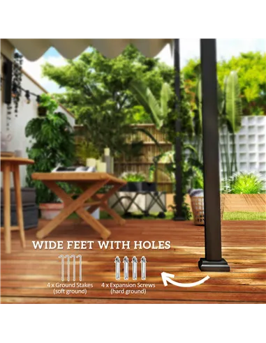 Outsunny 2 x 3(m) Lean To Steel Pergola, with Moving Fabric Canopy - Khaki