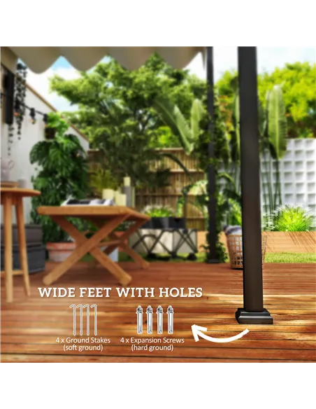 Outsunny 2 x 3(m) Lean To Steel Pergola, with Moving Fabric Canopy - Khaki