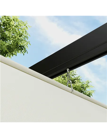 Outsunny 2 x 3(m) Lean To Steel Pergola, with Moving Fabric Canopy - Khaki