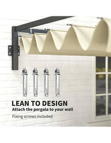 Outsunny 3 x 4m Steel Pergola, with Retractable Canopy - Khaki