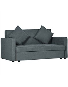HOMCOM 2 Seater Sofa Bed, Convertible Bed Settee, Modern Velvet Loveseat Sofa Couch with 2 Cushions, Hidden Storage for Living R