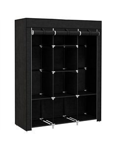HOMCOM Fabric Wardrobe, with Rails and Shelves - Black
