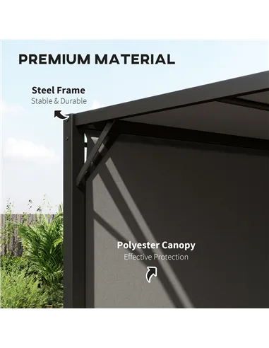 Outsunny 3 X 3 Meters Pergola with Retractable Roof, Garden Gazebo with Adjustable Sun Shade Canopy and Steel Frame, Charcoal Gr