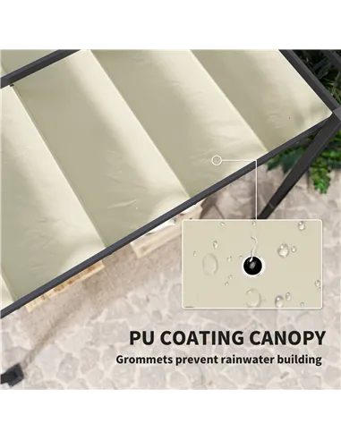 Outsunny 3 x 4m Aluminium Pergola, with Retractable Roof - Grey/Khaki