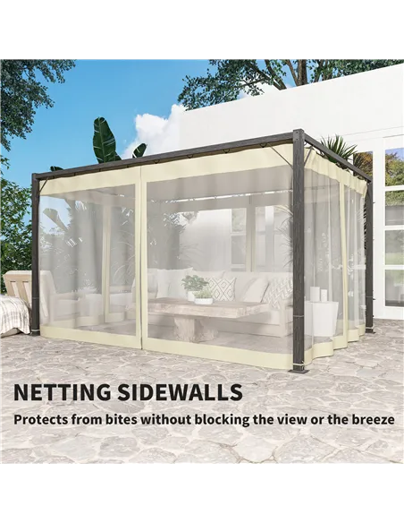 Outsunny 3 x 4m Aluminium Frame Pergola, with Retractable Roof - Khaki