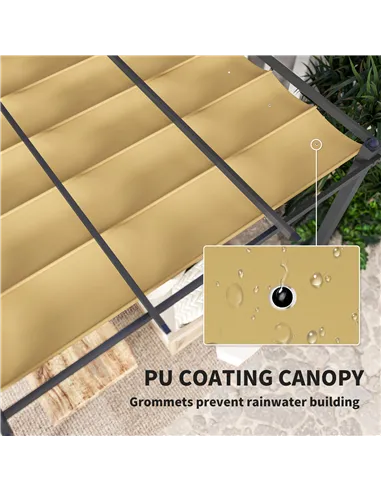 Outsunny 3 x 4m Aluminium Pergola, with Retractable Roof - Khaki