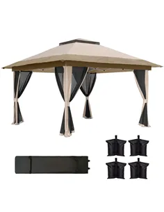 Outsunny 3.6 x 3.6m Pop-Up Gazebo, with Accessories - Beige