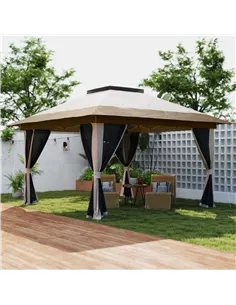 Outsunny 3.6 x 3.6m Pop-Up Gazebo, with Accessories - Beige 2