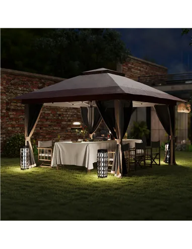 Outsunny 3.6 x 3.6m Pop-Up Gazebo, with Accessories - Beige