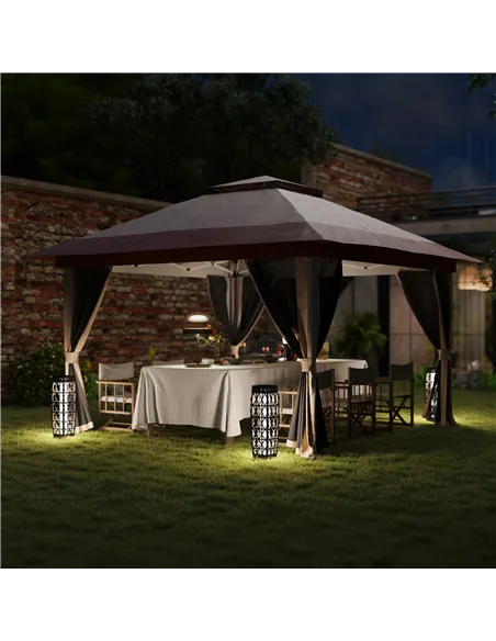 Outsunny 3.6 x 3.6m Pop-Up Gazebo, with Accessories - Beige
