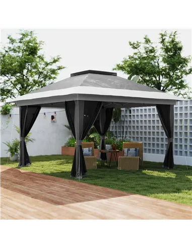 Outsunny 3.6 x 3.6m Pop-Up Gazebo, with Accessories - Grey
