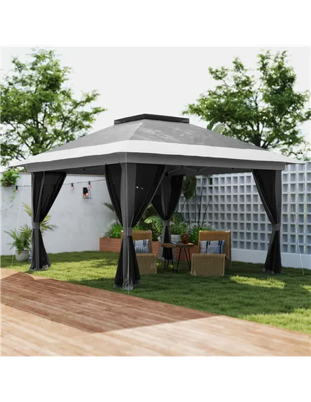 Outsunny 3.6 x 3.6m Pop-Up Gazebo, with Accessories - Grey