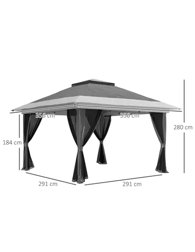 Outsunny 3.6 x 3.6m Pop-Up Gazebo, with Accessories - Grey