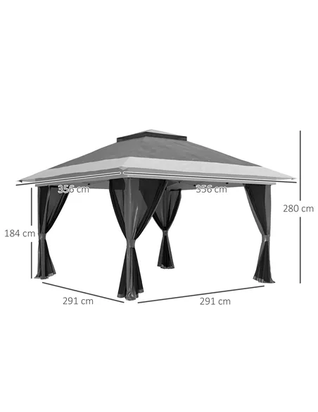 Outsunny 3.6 x 3.6m Pop-Up Gazebo, with Accessories - Grey