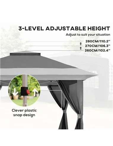 Outsunny 3.6 x 3.6m Pop-Up Gazebo, with Accessories - Grey