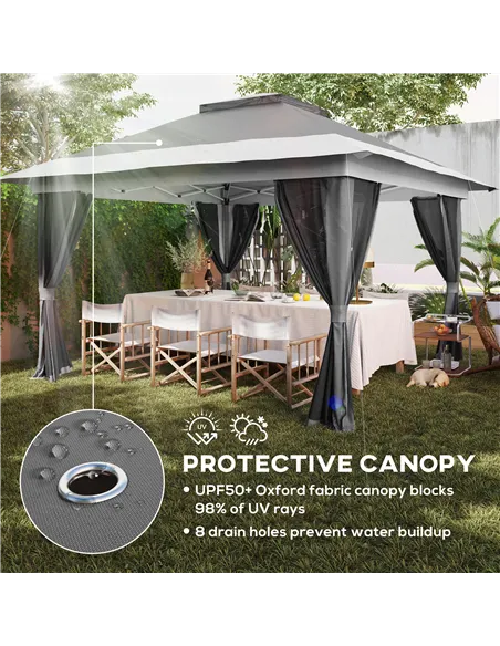 Outsunny 3.6 x 3.6m Pop-Up Gazebo, with Accessories - Grey