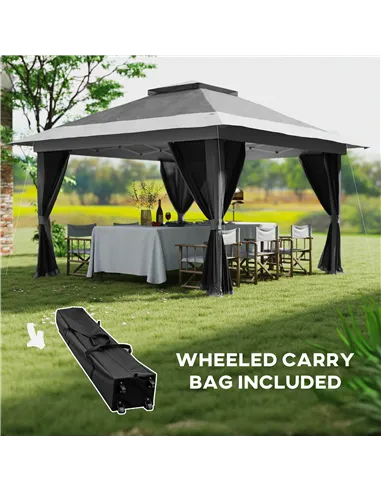 Outsunny 3.6 x 3.6m Pop-Up Gazebo, with Accessories - Grey