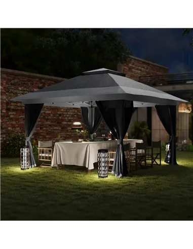 Outsunny 3.6 x 3.6m Pop-Up Gazebo, with Accessories - Grey