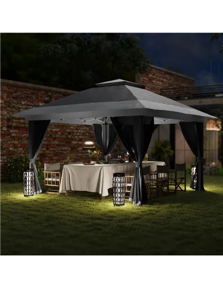 Outsunny 3.6 x 3.6m Pop-Up Gazebo, with Accessories - Grey