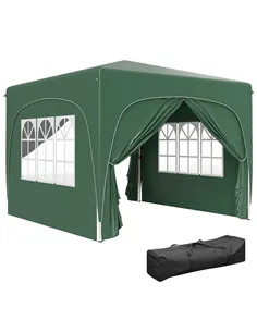 Outsunny 3 x 3m Pop-Up Gazebo Shelter, with Accessories - Dark Green