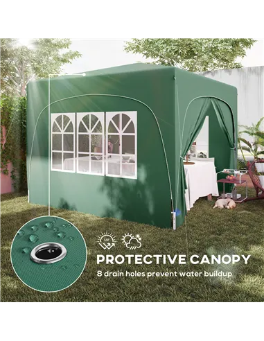 Outsunny 3 x 3m Pop-Up Gazebo Shelter, with Accessories - Dark Green