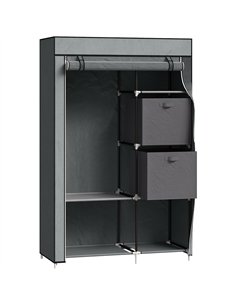 HOMCOM Fabric Wardrobe, Portable Wardrobe, Clothes Storage Unit with 5 Compartments, Hanging Rail and 2 Fabric Drawers, 102 x 42