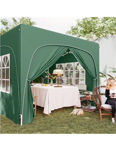 Outsunny 3 x 3m Pop-Up Gazebo Shelter, with Accessories - Dark Green