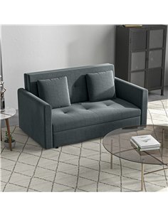 HOMCOM 2 Seater Sofa Bed, Convertible Bed Settee, Modern Velvet Loveseat Sofa Couch with 2 Cushions, Hidden Storage for Living R 2