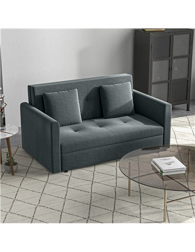 HOMCOM 2 Seater Sofa Bed, Convertible Bed Settee, Modern Velvet Loveseat Sofa Couch with 2 Cushions, Hidden Storage for Living R