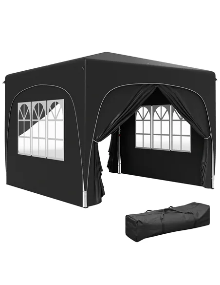 Outsunny 3 x 3m Pop-Up Gazebo Shelter, with Accessories - Black
