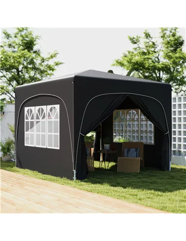 Outsunny 3 x 3m Pop-Up Gazebo Shelter, with Accessories - Black