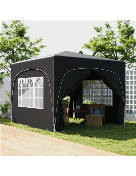 Outsunny 3 x 3m Pop-Up Gazebo Shelter, with Accessories - Black