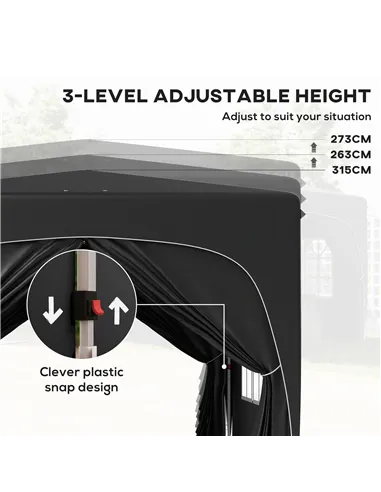 Outsunny 3 x 3m Pop-Up Gazebo Shelter, with Accessories - Black