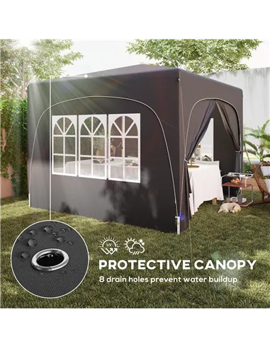 Outsunny 3 x 3m Pop-Up Gazebo Shelter, with Accessories - Black