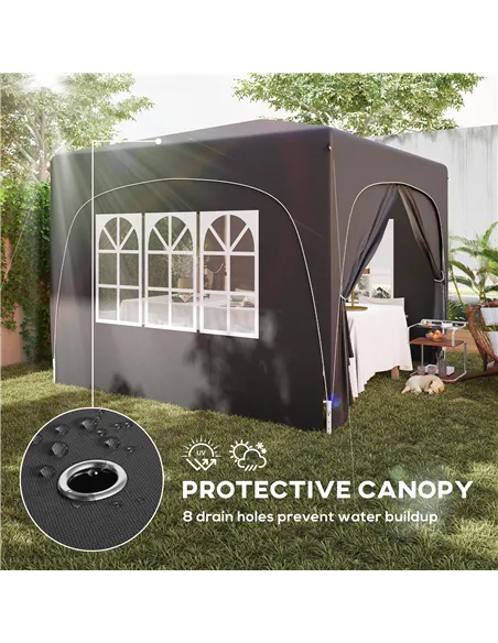 Outsunny 3 x 3m Pop-Up Gazebo Shelter, with Accessories - Black